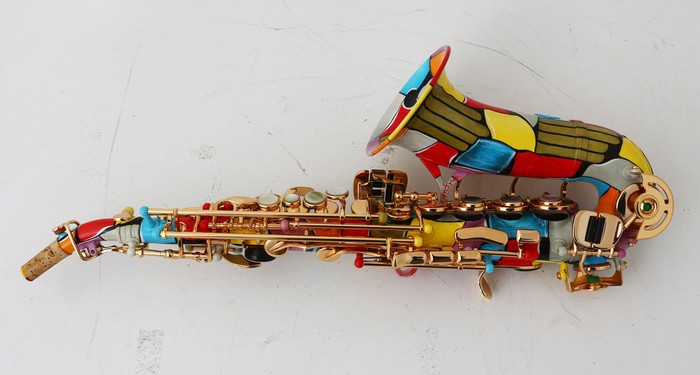 Curved Anfree soprano saxophone - decorated
